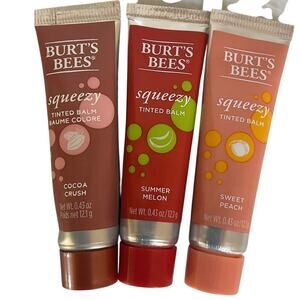 Burt’s Bees Squeezy Tinted Balm Set Cocoa Crush, Summer Melon, Sweet Peach
